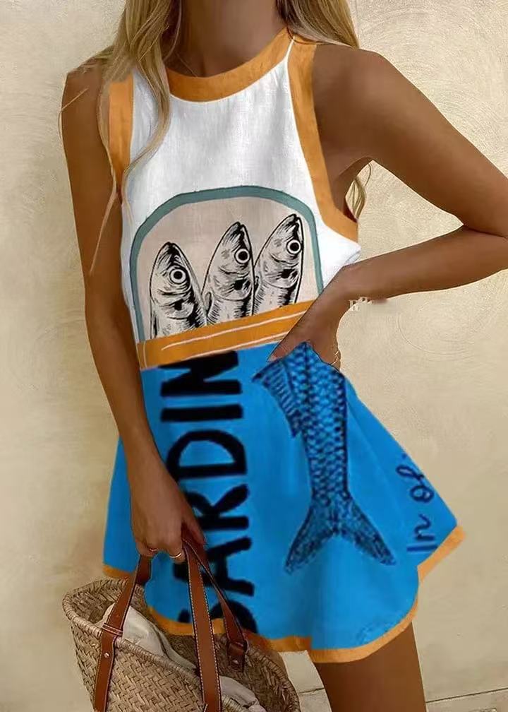 Isoria™ | Mini dress with blue print (copy)