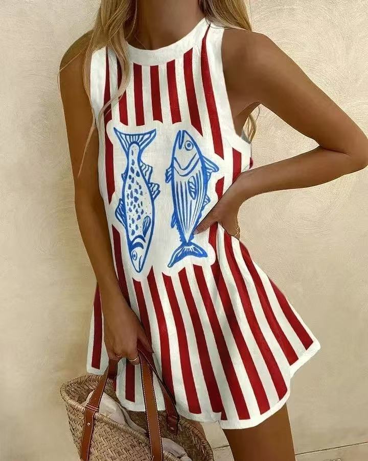 Delara™ | Mini dress with fish print.