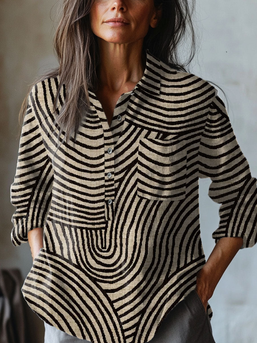 Rita™ - Abstract Striped Print Shirt