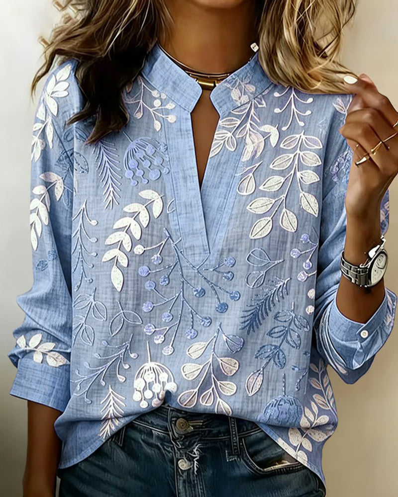 Eleni™ | Floral Print Blouse with High Neck
