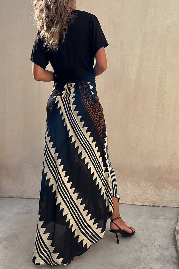 Women's High-Waisted Striped Maxi Skirt