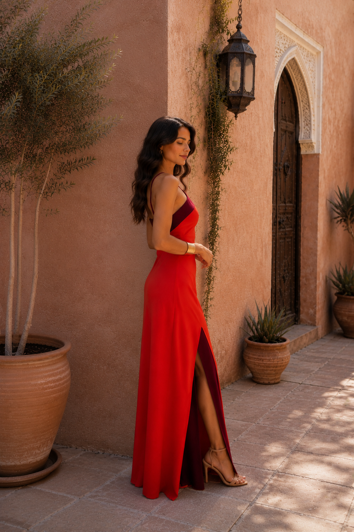 Women's Halter Neck Maxi Dress with Side Slit