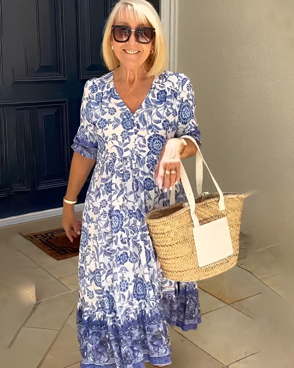 Keisha | Elegant Floral V-Neck Dress