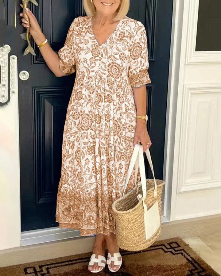 Keisha | Elegant Floral V-Neck Dress