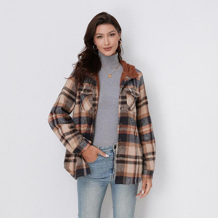 AMELIA™ - Women's Hooded Plaid Flannel Jacket for Fall and Winter