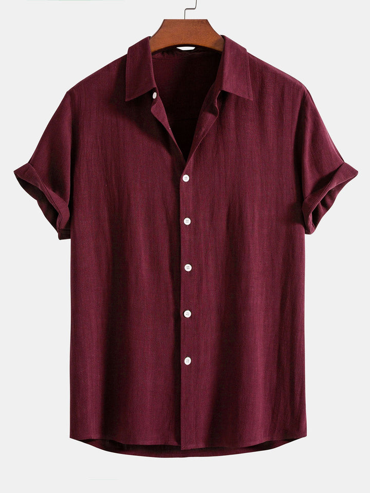 Button-Up Shirt and Straight Leg Trousers in Linen Rayon Blend