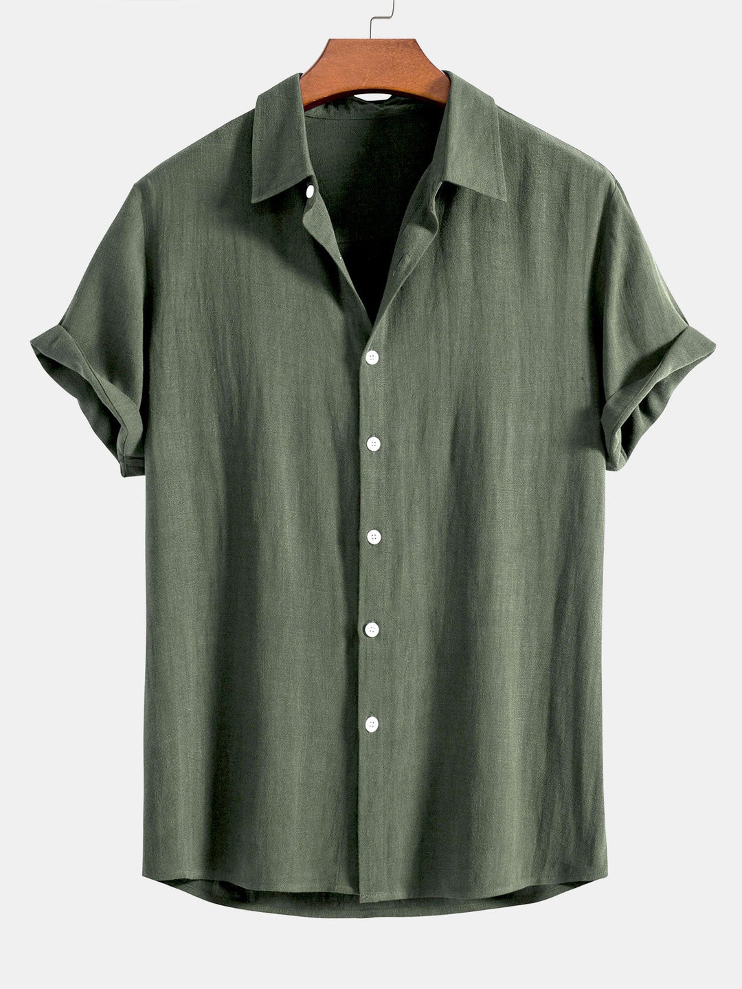 Button-Up Shirt and Straight Leg Trousers in Linen Rayon Blend