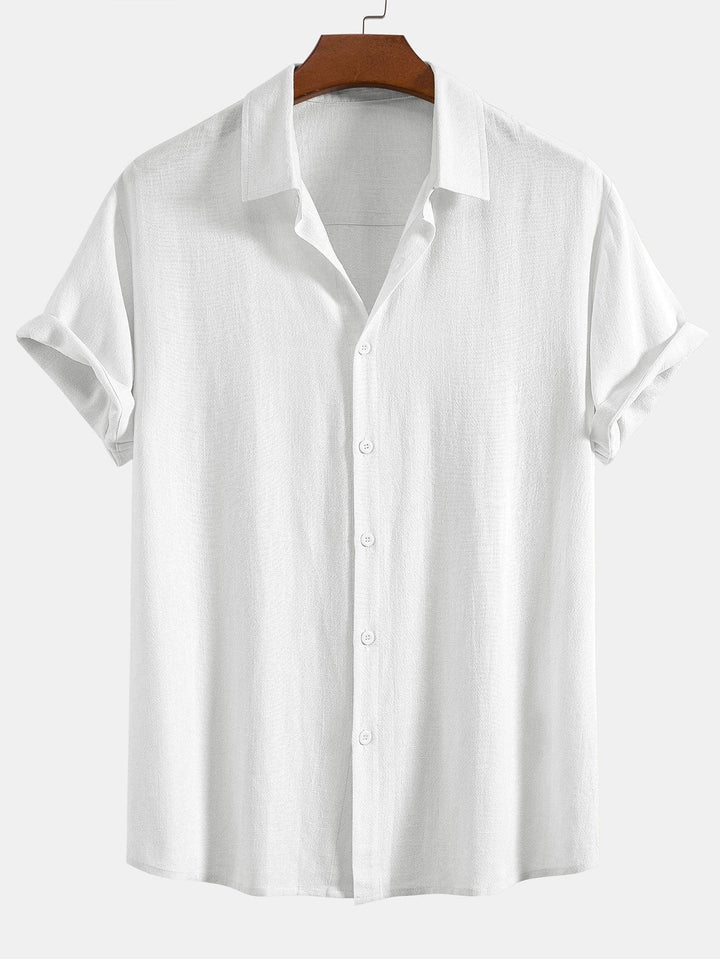 Button-Up Shirt and Straight Leg Trousers in Linen Rayon Blend