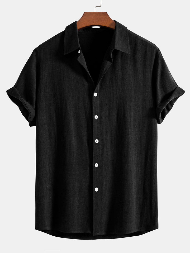 Button-Up Shirt and Straight Leg Trousers in Linen Rayon Blend