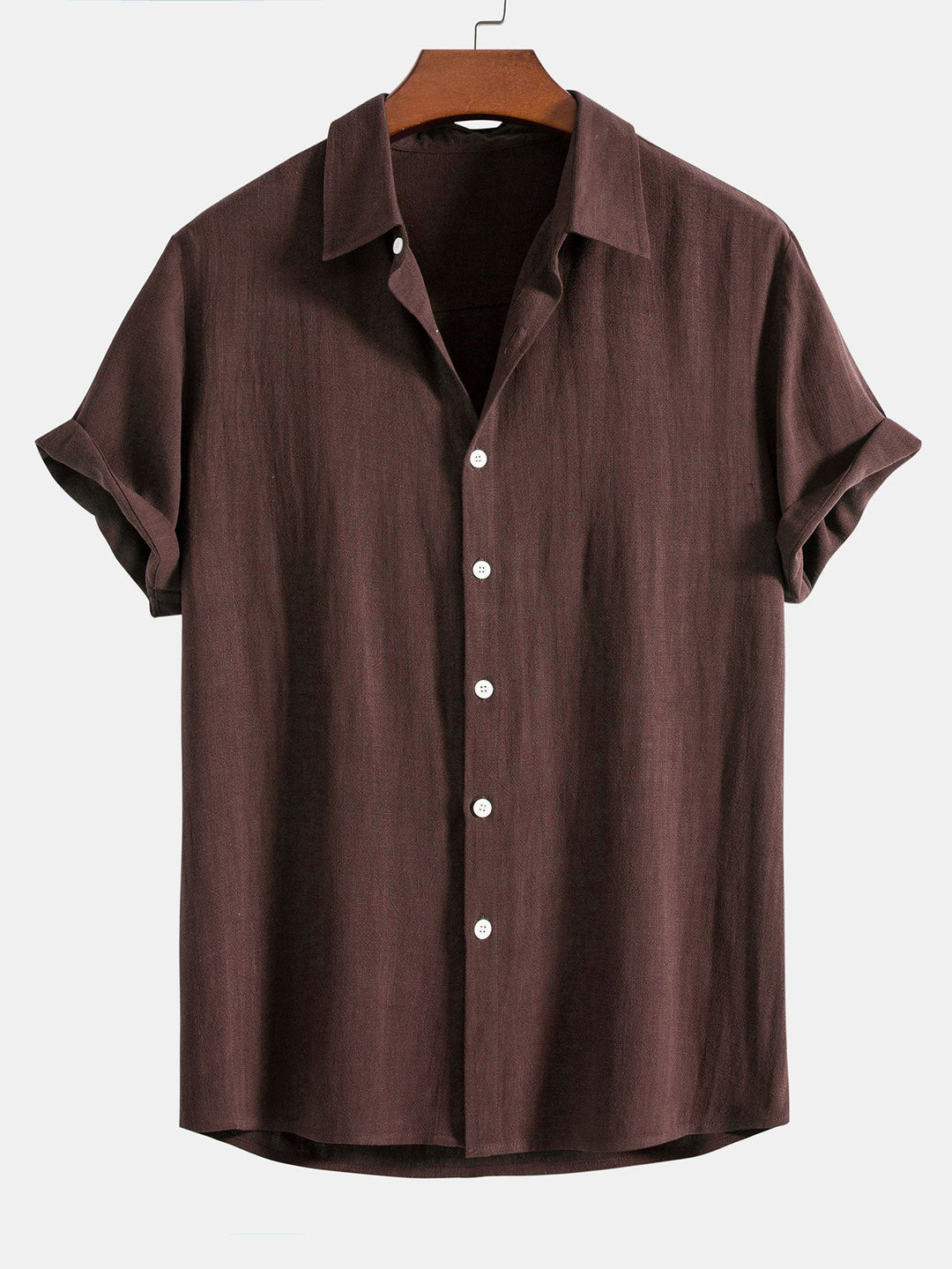 Button-Up Shirt and Straight Leg Trousers in Linen Rayon Blend