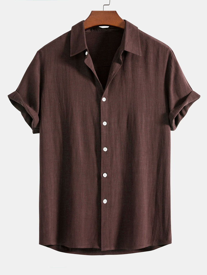 Button-Up Shirt and Straight Leg Trousers in Linen Rayon Blend