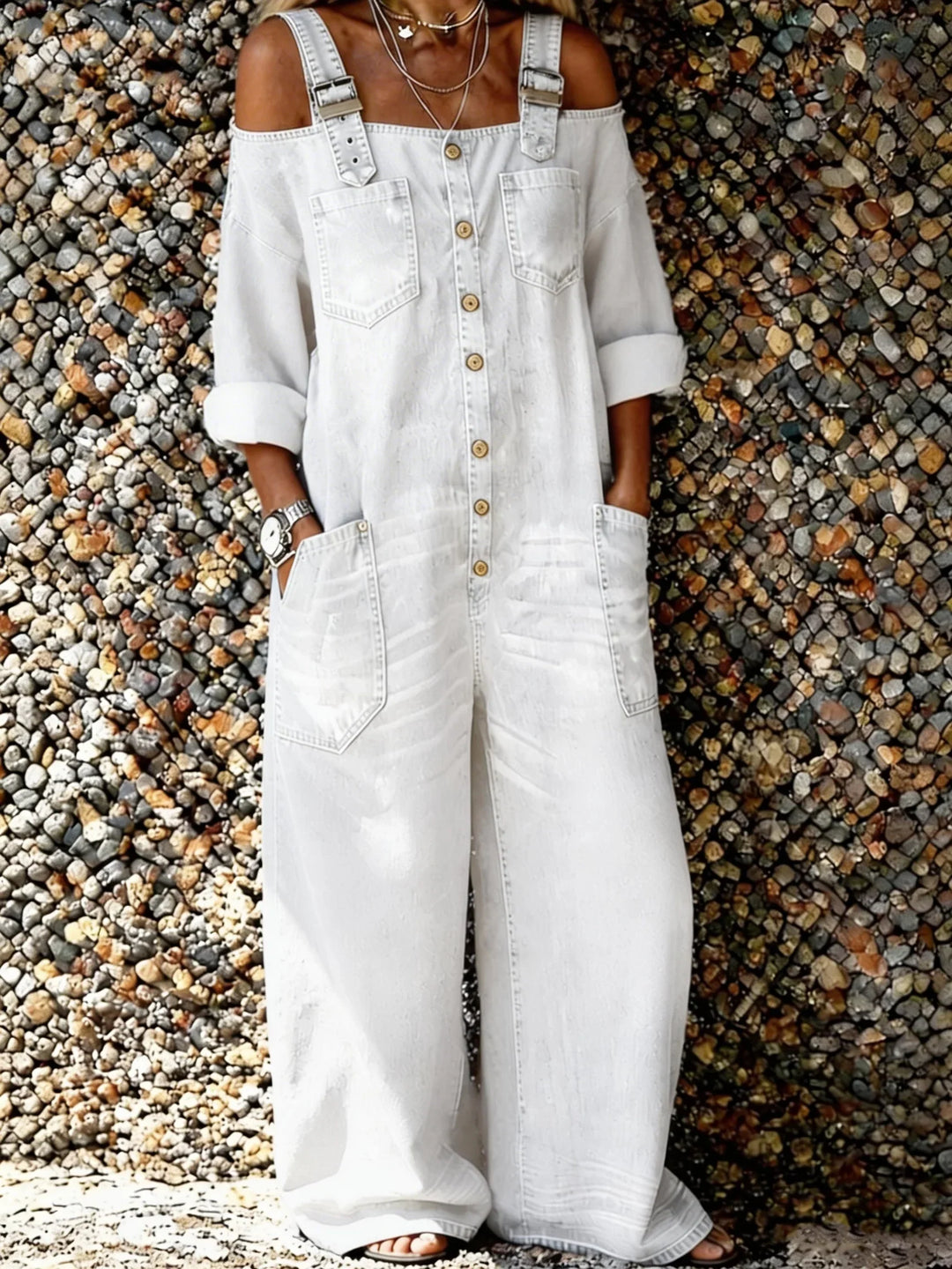 Bo | Denim Overall Jumpsuit with Shoulder Straps