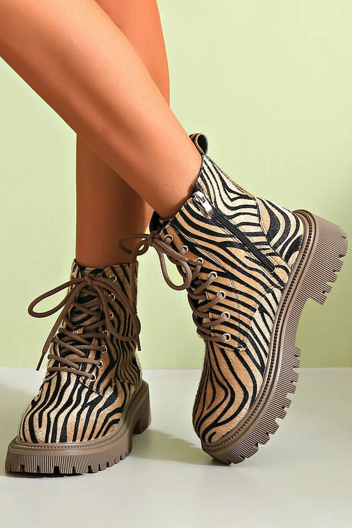 ZEBRA PATTERN SHOES WITH LACES