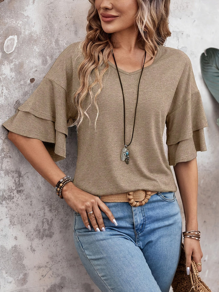 Hazel™ - Flare Sleeve V-Neck T-Shirt