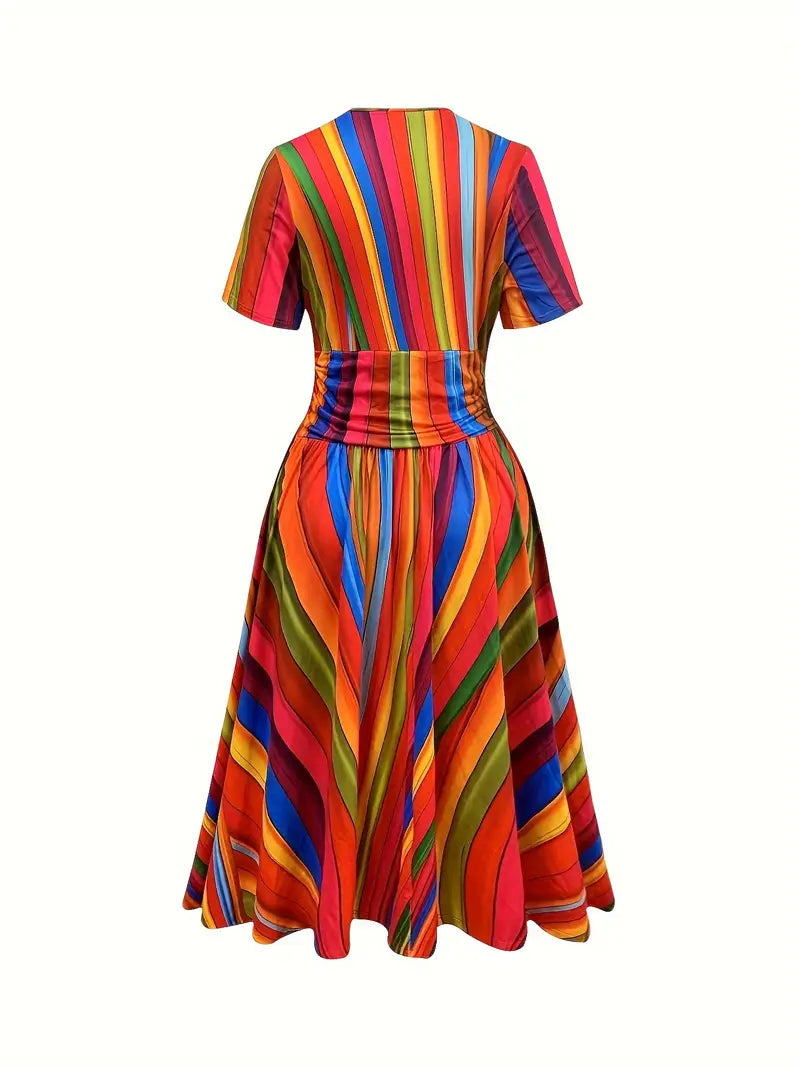Eve™ - Colorblock Striped Print Dress