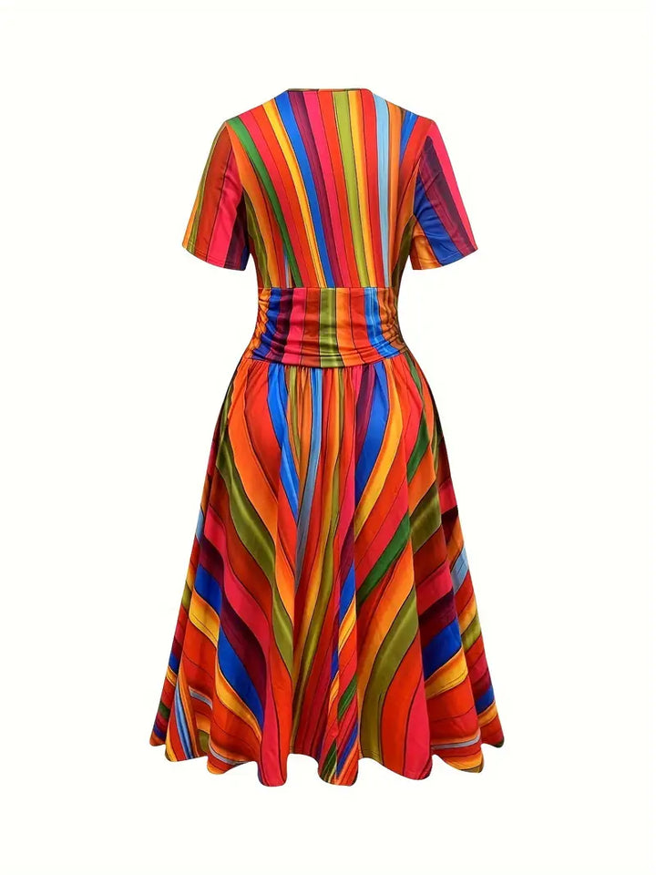 Eve™ - Colorblock Striped Print Dress