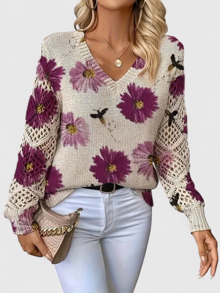 Noelle – Floral Knit Sweater
