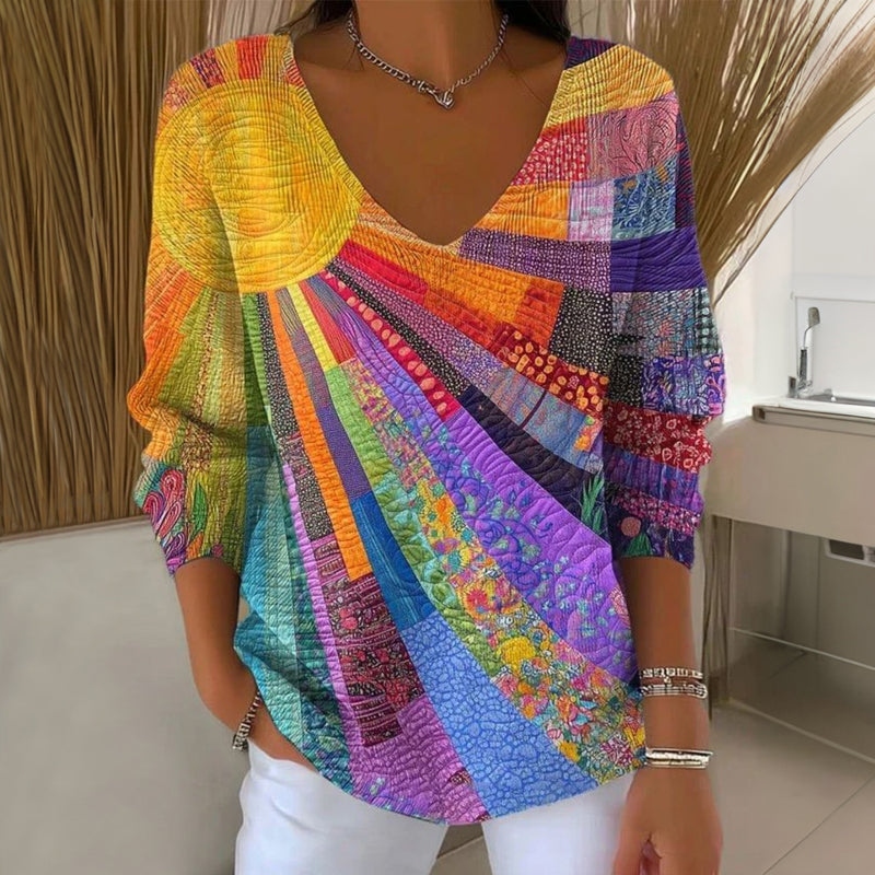 Retro Colorful Patchwork Tee