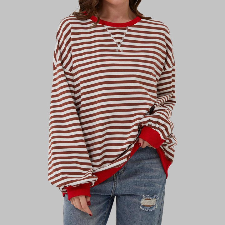 LUKA™ - Striped Long Sleeve Casual Sweatshirt with Round Neck