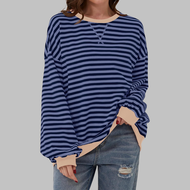 LUKA™ - Striped Long Sleeve Casual Sweatshirt with Round Neck