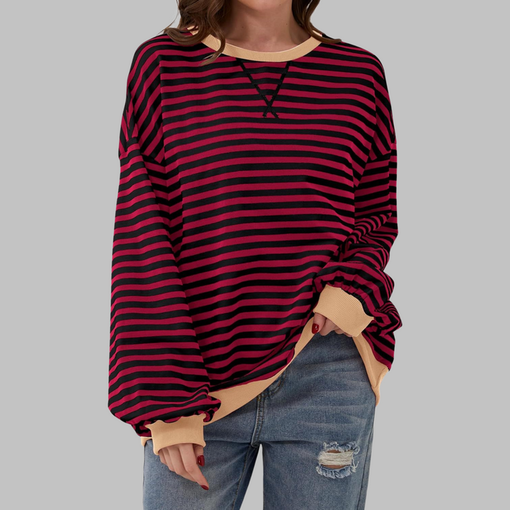 LUKA™ - Striped Long Sleeve Casual Sweatshirt with Round Neck