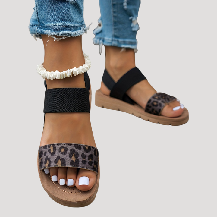 Women's Stylish Leopard Print Cross-Strap Flat Sandals for Ultimate Comfort