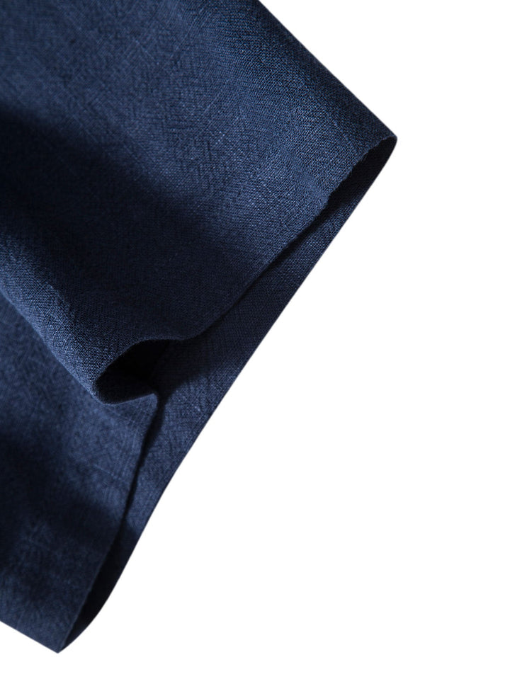 Button-Up Shirt and Straight Leg Trousers in Linen Rayon Blend