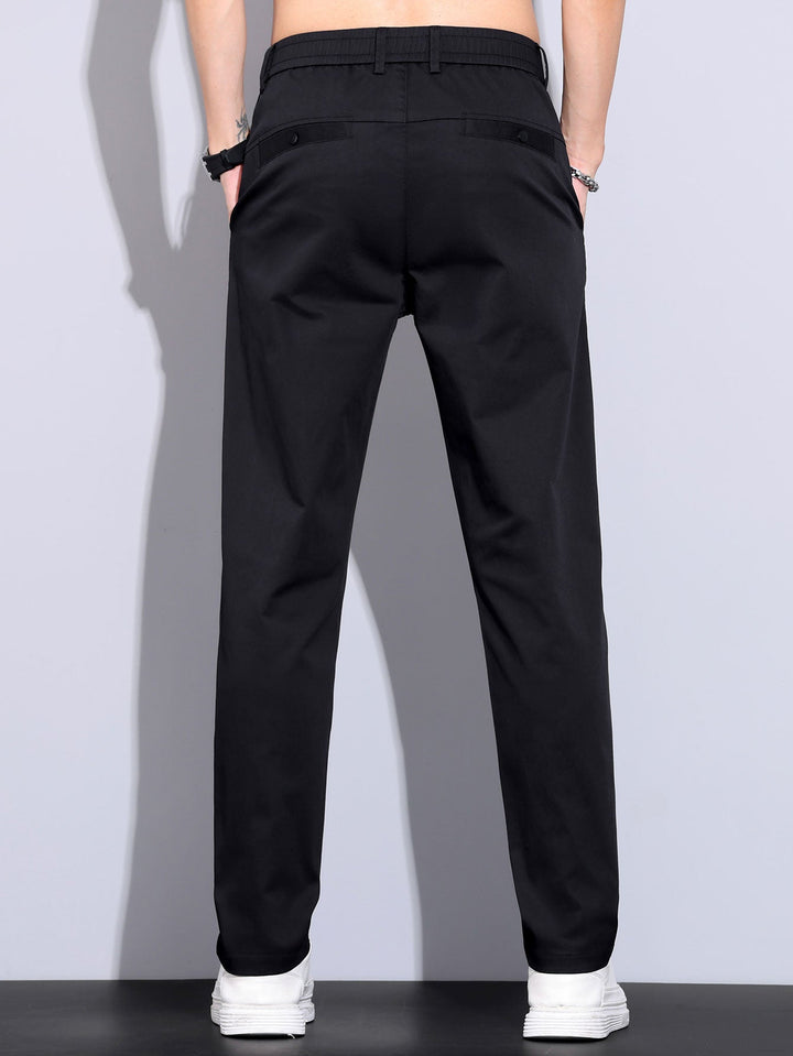 Men's Short Sleeve Zip Polo & Elastic-Waist Straight-Leg Pants Set