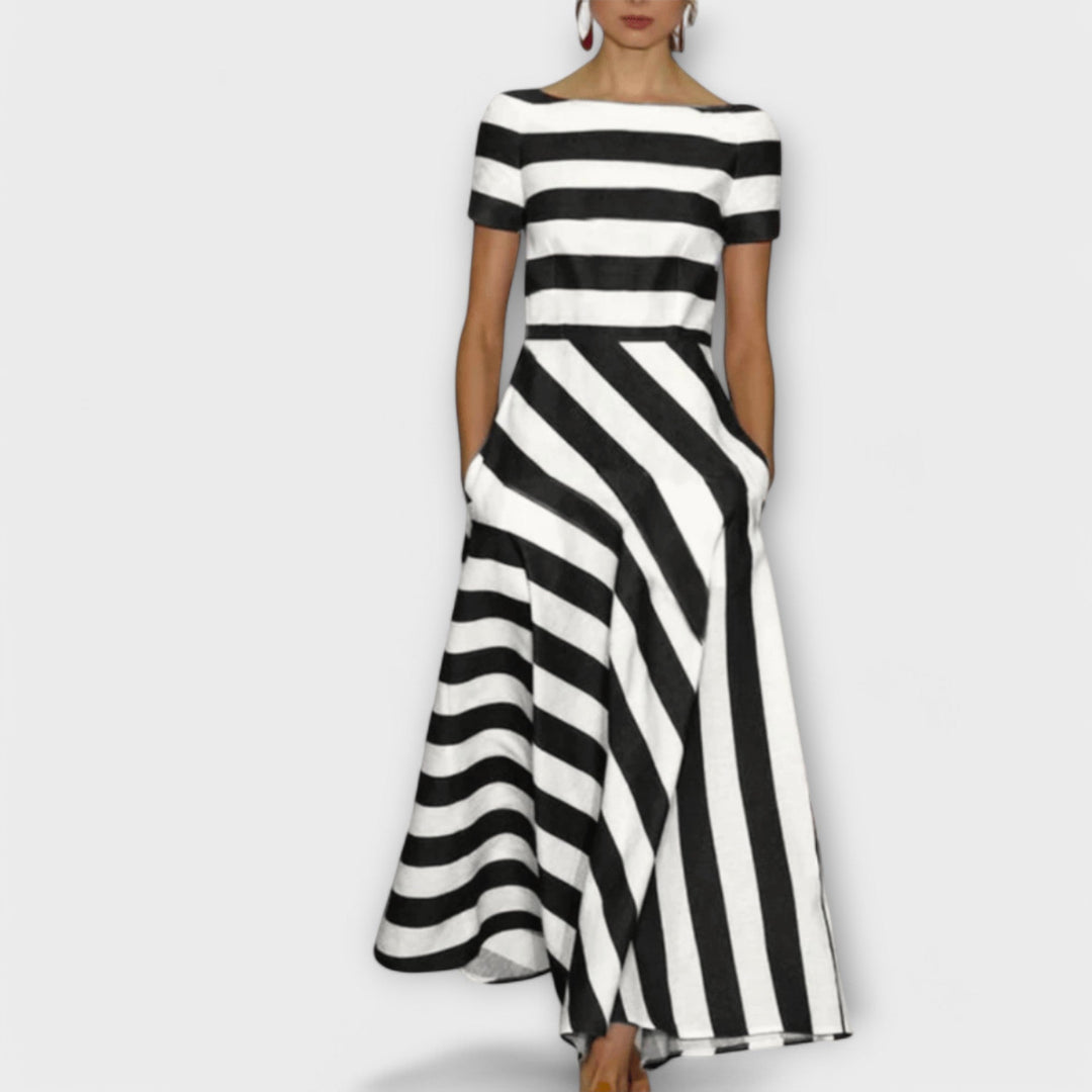 Janell - Striped Maxi Dress with Long Silhouette