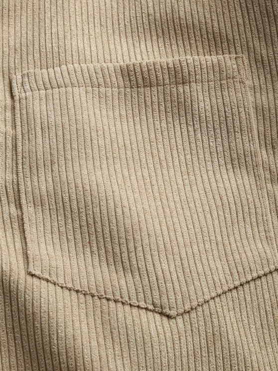 Men's Corduroy Long Sleeve Shirt with Half Button Placket