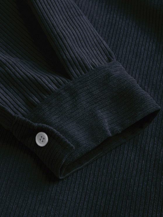 Men's Corduroy Long Sleeve Shirt with Half Button Placket