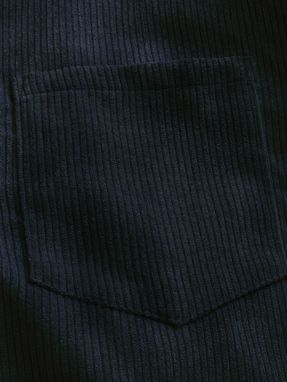 Men's Corduroy Long Sleeve Shirt with Half Button Placket