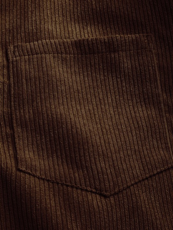 Men's Corduroy Long Sleeve Shirt with Half Button Placket
