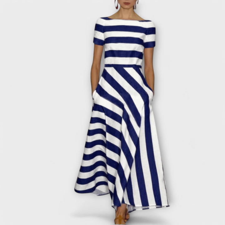 Janell - Striped Maxi Dress with Long Silhouette