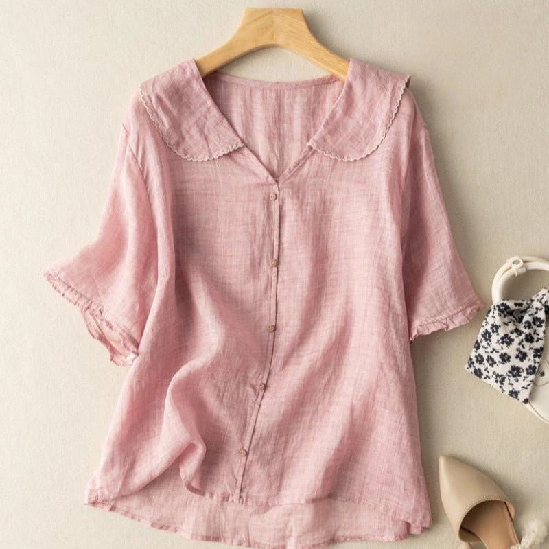Kristi™ | Retro-Inspired Blouse with Button Accents