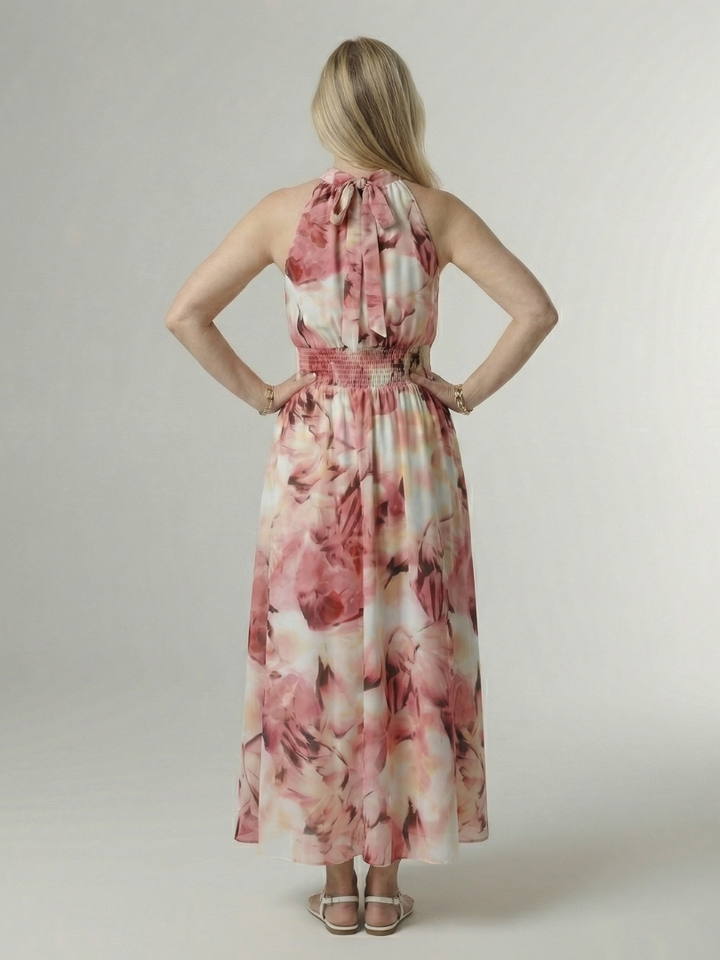 Sylin | Women's Relaxed Gathered Halter Midi Dress