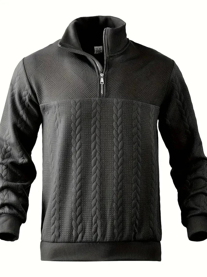 Brit & Boho™️ | Casual Jacquard Quarter-Zip Sweater