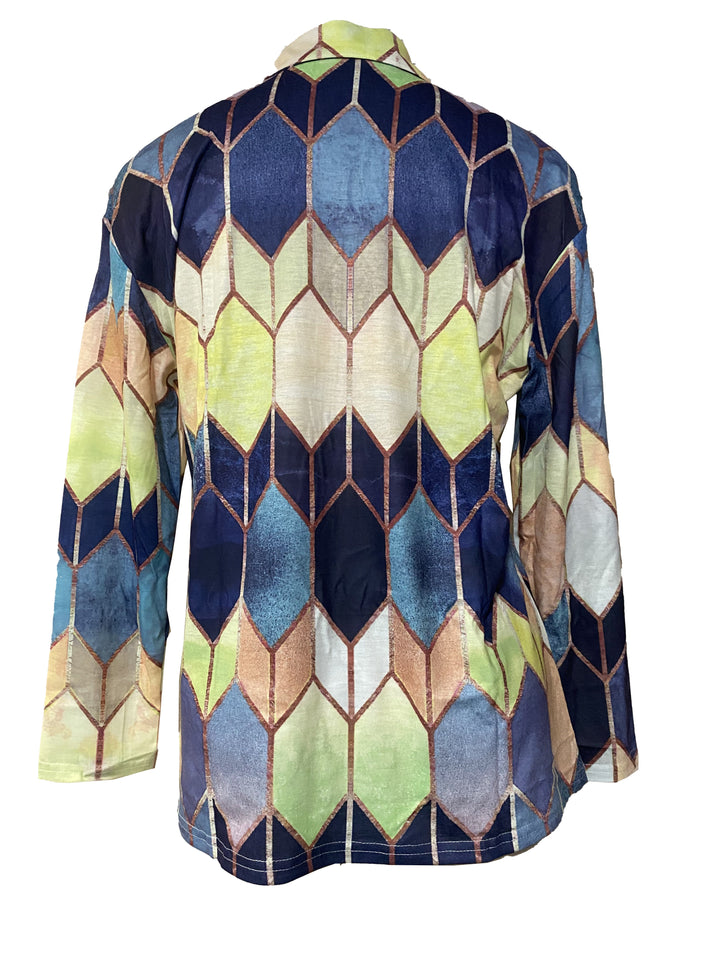 Bianca™ - Colorful Geometric Zip-Up Shirt