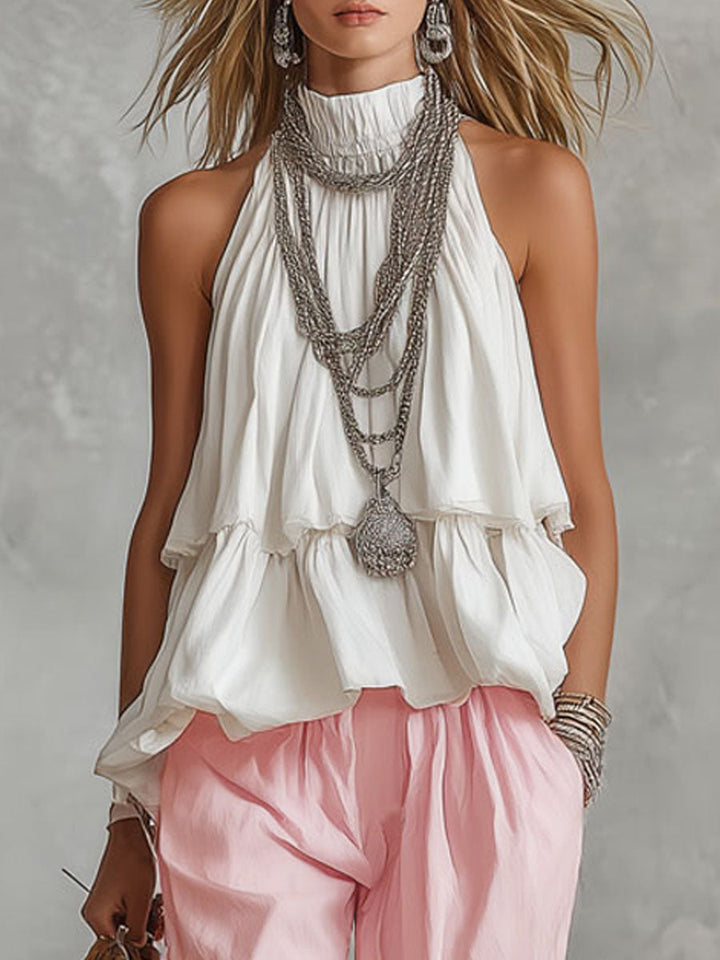 Sleeveless Turtleneck Top and Trouser Set