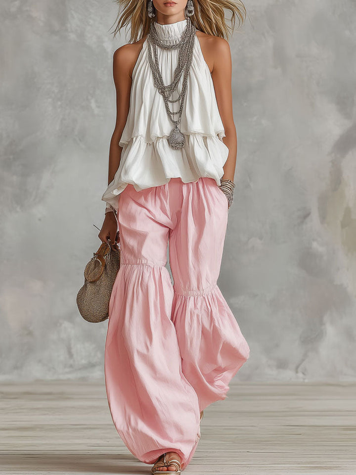 Sleeveless Turtleneck Top and Trouser Set