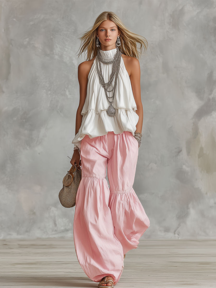 Sleeveless Turtleneck Top and Trouser Set