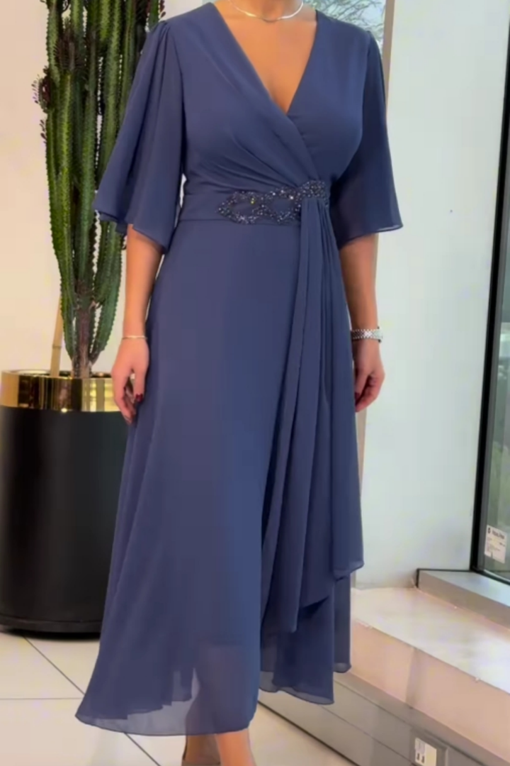 ELMA - Elegant Midi Dress with Flowing Silhouette