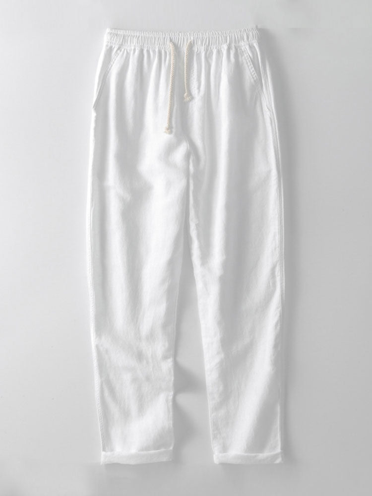 Button-Up Shirt and Straight Leg Trousers in Linen Rayon Blend