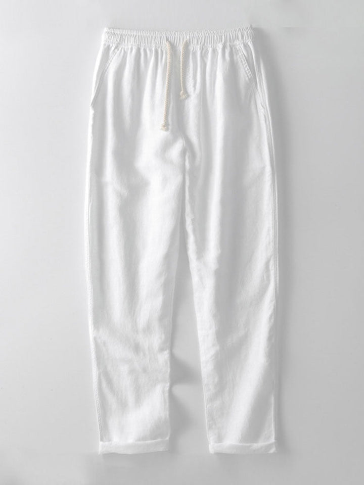 Button-Up Shirt and Straight Leg Trousers in Linen Rayon Blend
