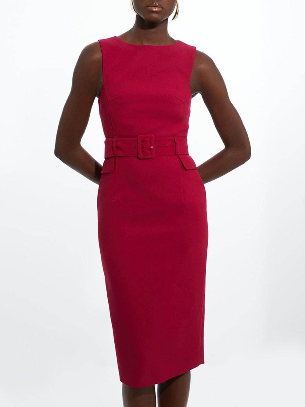 Chic and Refined Midi Dress with Formal Tie Detail