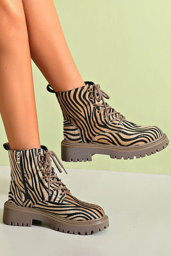 ZEBRA PATTERN SHOES WITH LACES
