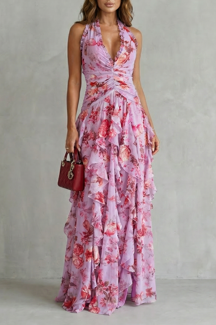 Belladina | Women's Floral Maxi Dress with Ruffles