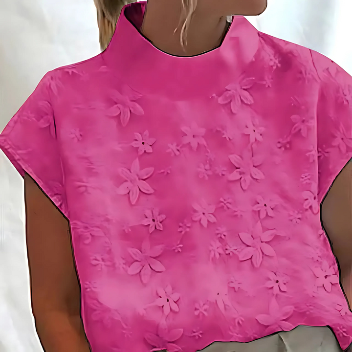 Doutzen™ - Women's Lace Trim Half-Sleeve Blouse