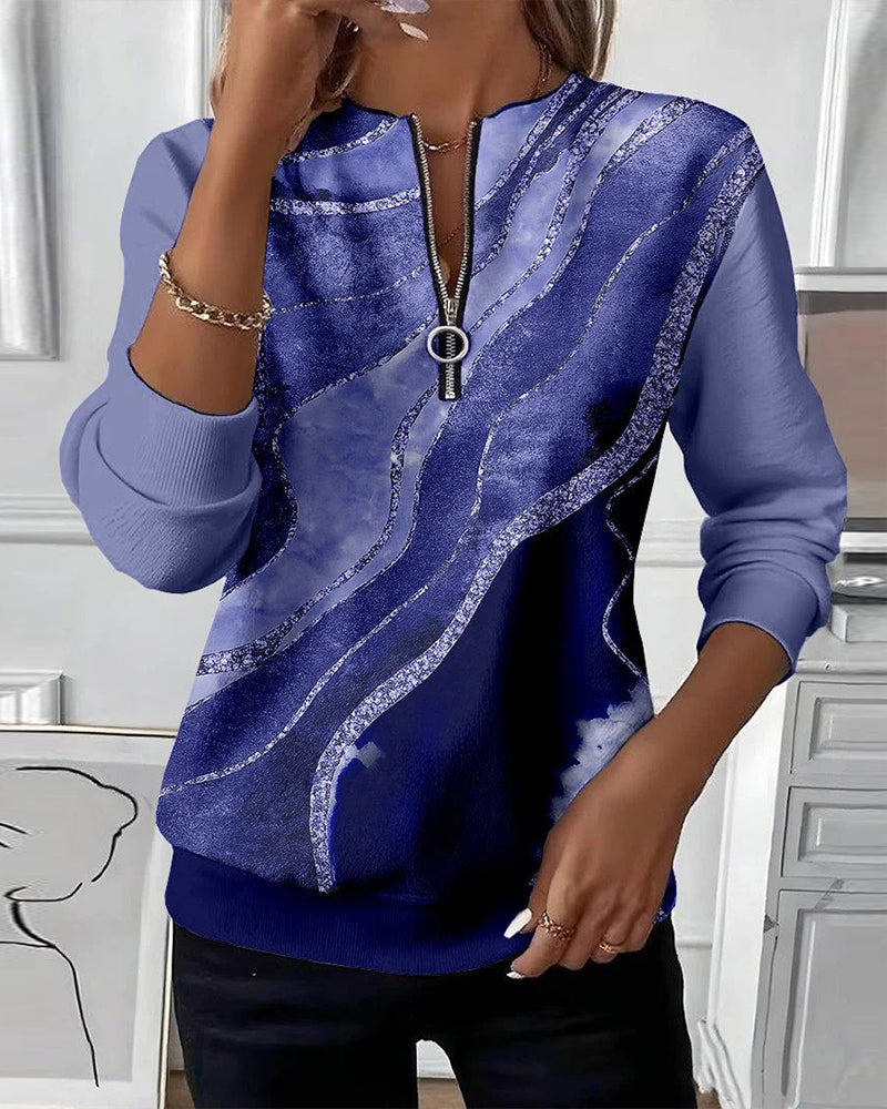 Jonah™ - Printed Vintage Half-Zip Sweatshirt