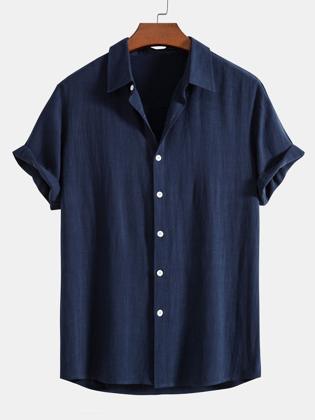 Button-Up Shirt and Straight Leg Trousers in Linen Rayon Blend